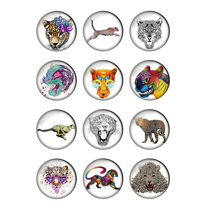 

12 шт., Леопардовый круглый кабошон для фотографий, 8 мм, 10 мм, 12 мм, 14 мм, 16 мм, 18 мм, 20 мм, 25 мм