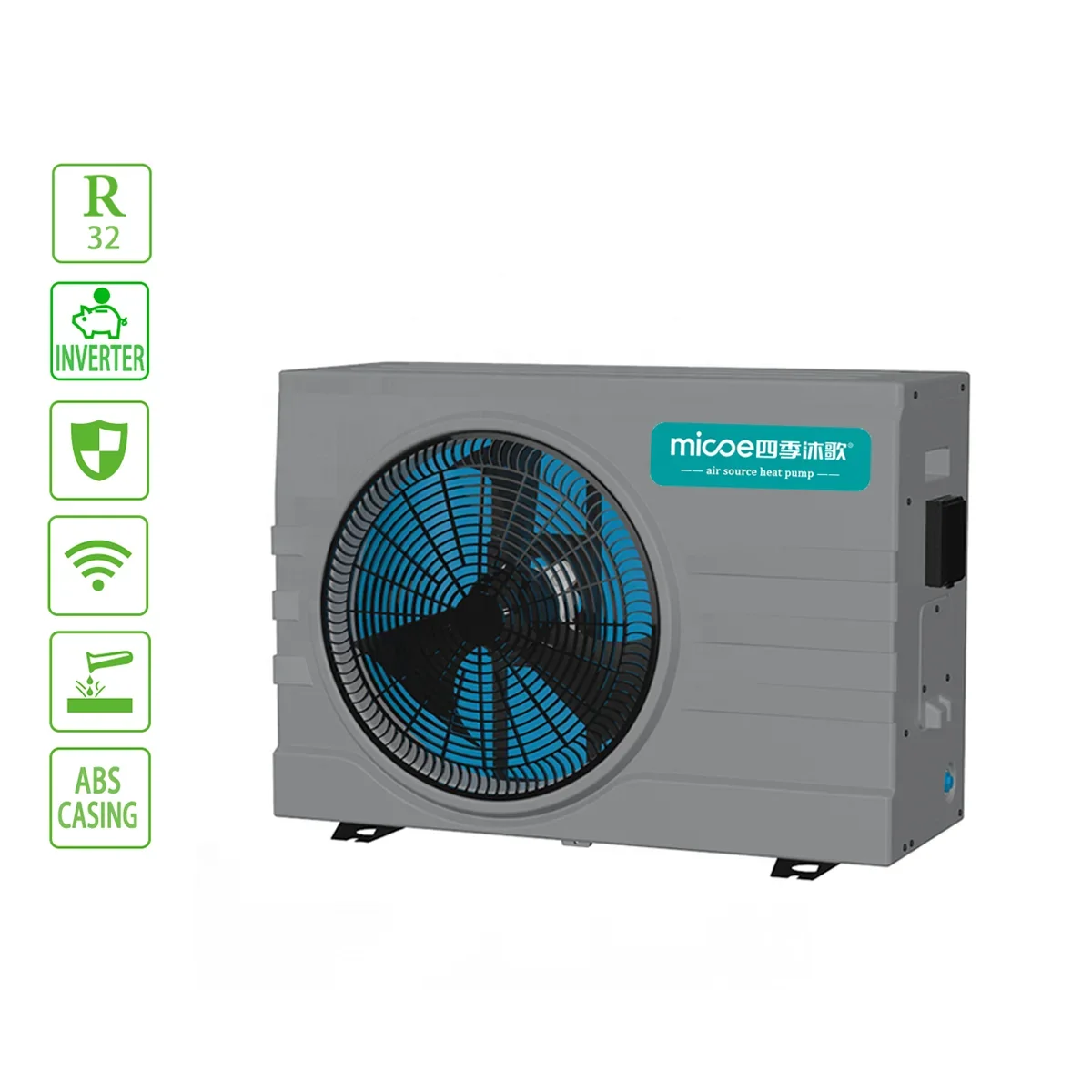 Swimming Pool Heat Pump R32 Air To Water DC Inverter 7KW 35KW Ce Certified Swimming Pool WIFI Hot Water Heater