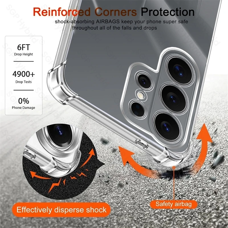 Clear Soft Silicone Shockproof Armor Cover with Anti-Yellowing and Airbag Protection