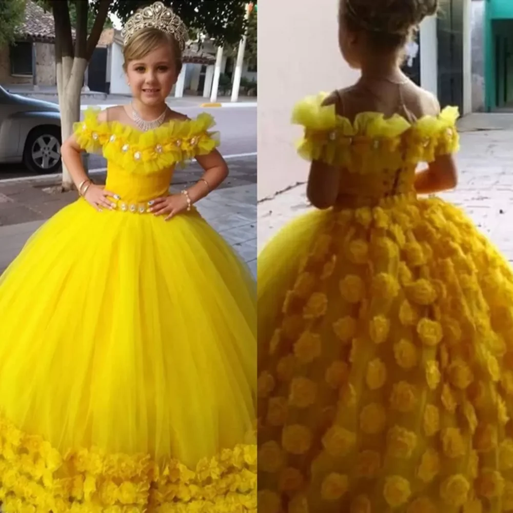 

Elegant Girl Dress Girls Summer Fashion Party Tulle Flower Princess Wedding Dresses Baby Girl Dress