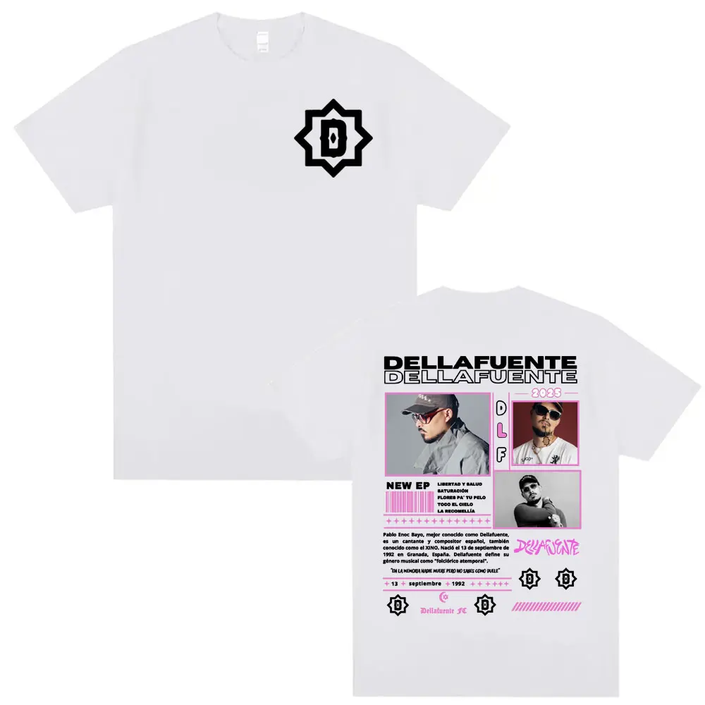 Rapper Dellafuente 2025 Tour Double Sided Graphic T Shirts Men Women Fashion Hip Hop Streetwear 100% Cotton Short Sleeve T-shirt 4