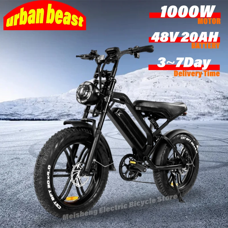Newly V20 electric bicycle 500W 48V 20AH ebike , 20 inch fat tire electric city mountain bike Unisex bike