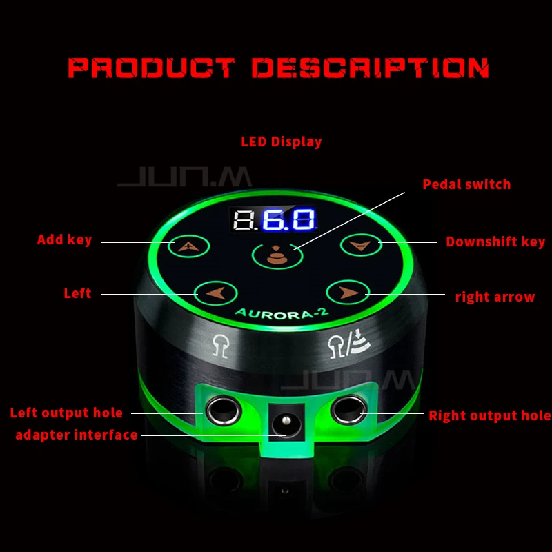 Tattoo Power Supply Professional Aurora 2 Tattoo Power Supply Double Digital LCD Screen for Coil&Rotary Tattoo Machine Permanent Makeup Power Source