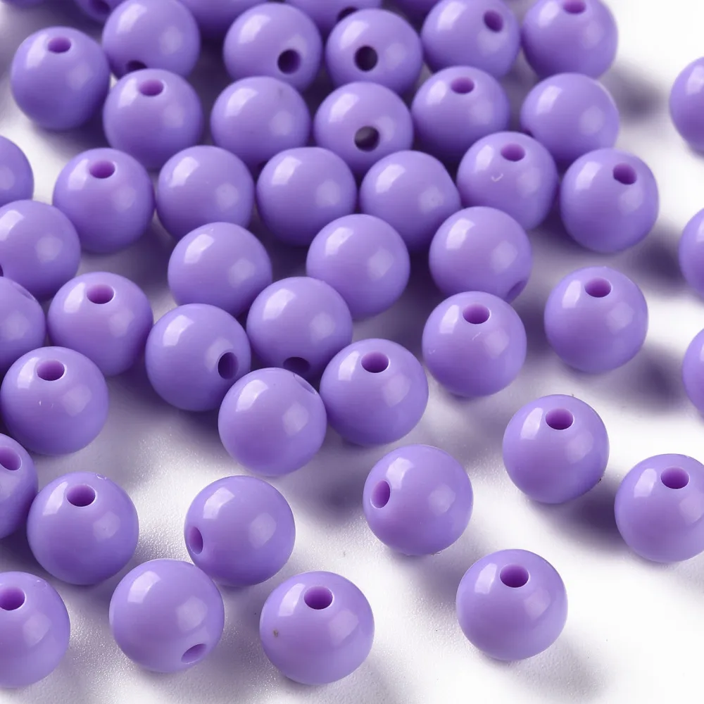 

500g Opaque Acrylic Beads Round Lilac 8x7mm Hole: 2mm about 1745pcs/500g