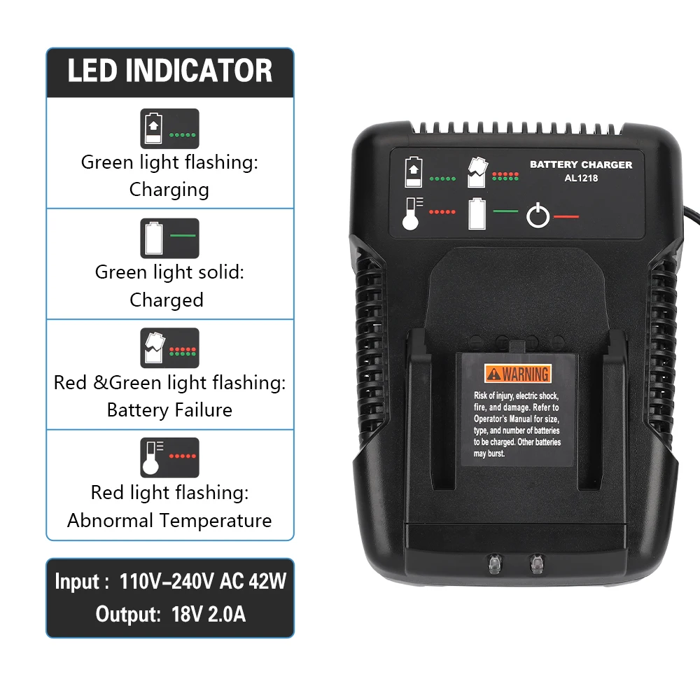 18V for Ridgid Battery Charger R86092 R86091 Replacement for Ridgid 18V NiCad/Li