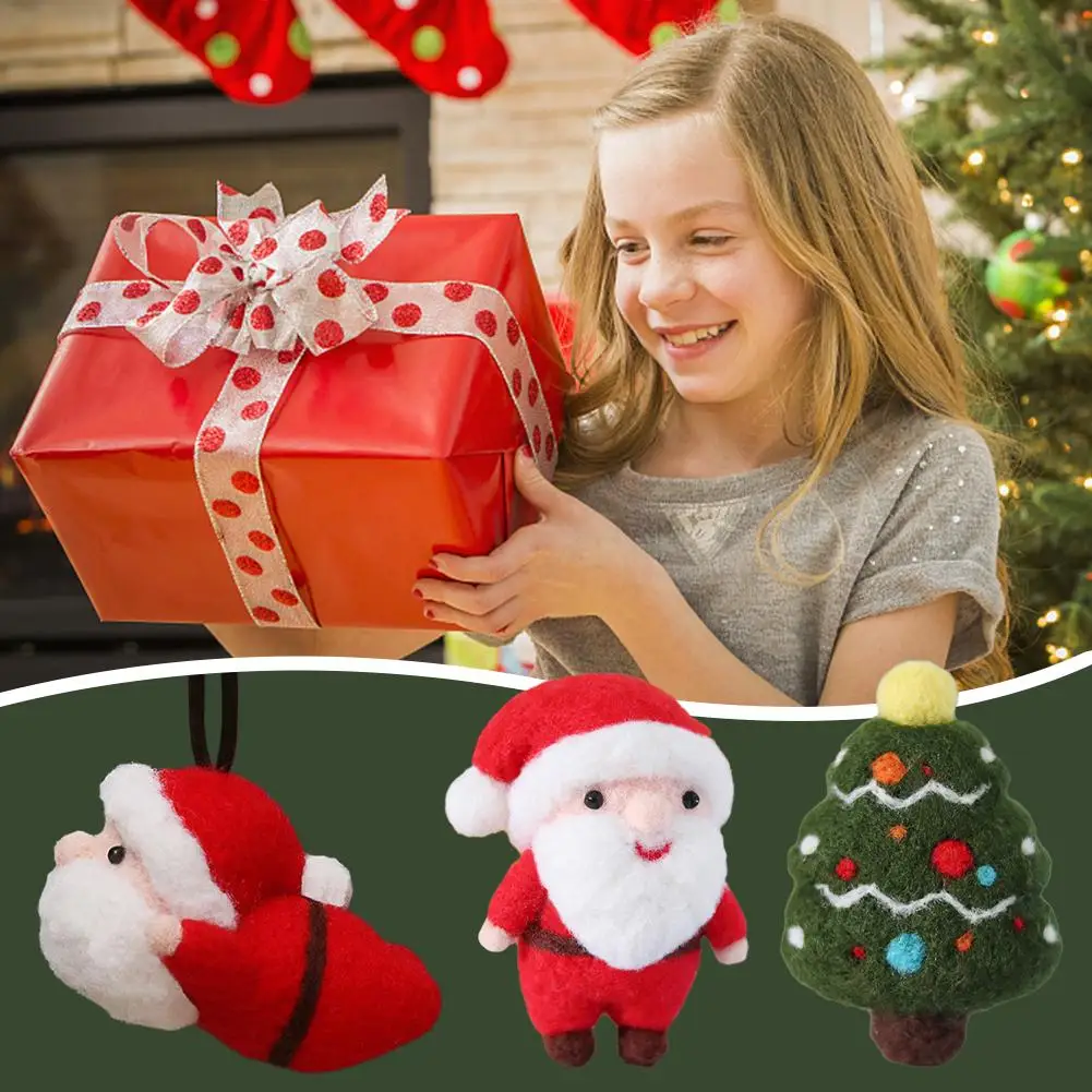 

Wool Felting Kit Christmas Romance Animal Gifts Handmade Creative Pets Kitting Package Toy Needle Wool Poked DIY Felts L3B0