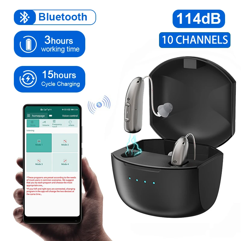 Hearing Aid Rechargeable Digital APP Control Sound Amplifier Bluetooth for Deafness Elderly