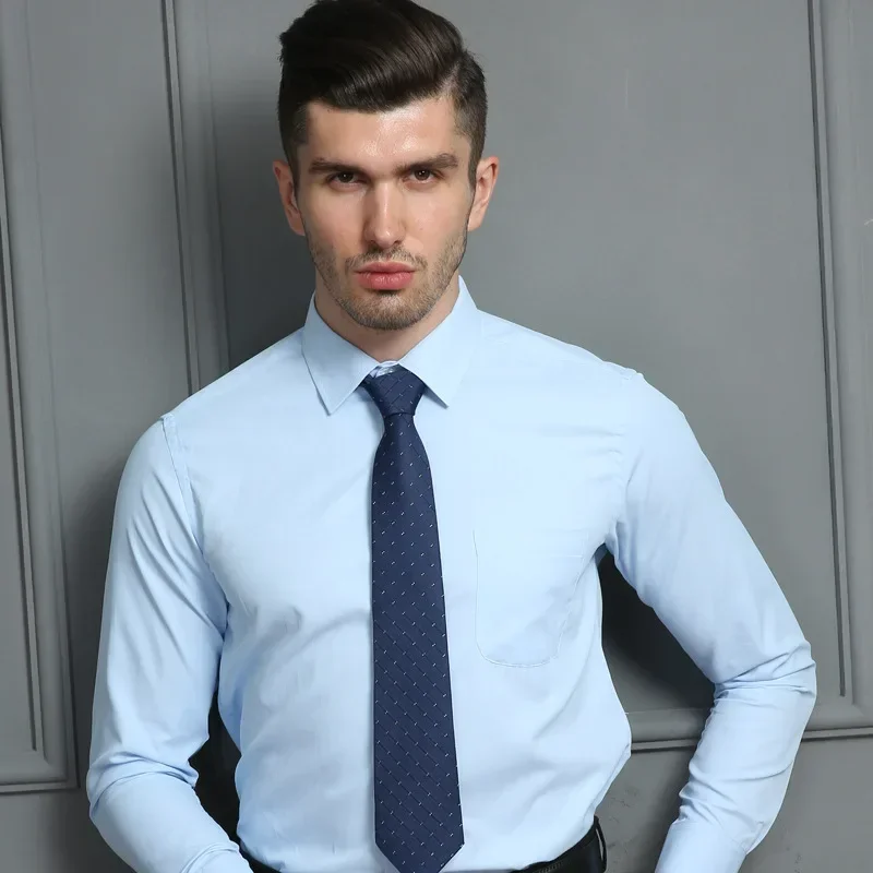 

8xl Twill Men Work Shirt Long Sleeve Large Mens Dress Shirt Office Business Formal Social Blouse Man With Pocket Regular Fit New