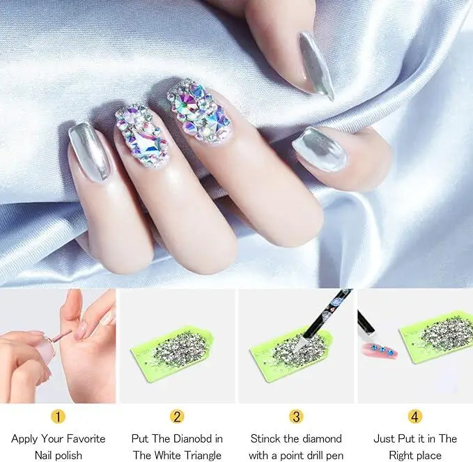 Nail Art Tools 5Pcs Diamond Painting Pen Nail Rhinestone Picker Pencil Set Self-Adhesive Resin Nail Dotting Wax Pen Crystal Gem Pick up Tool