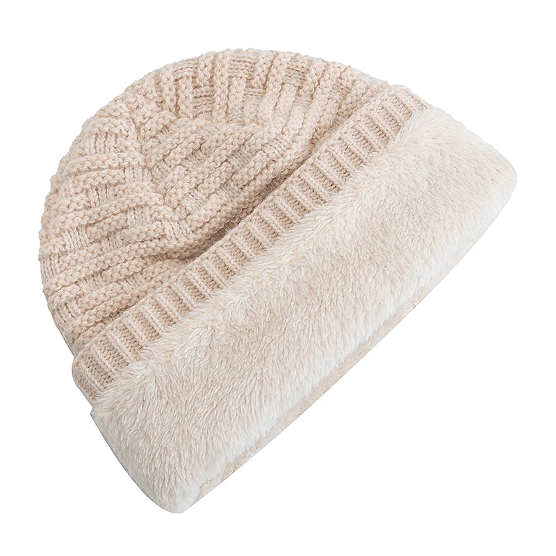 New Style Unisex NIU Letter Slouchy Winter Hats Fur Lined For Men Women Warm Beanie Cap Casual Decor Winter Knitted Hats