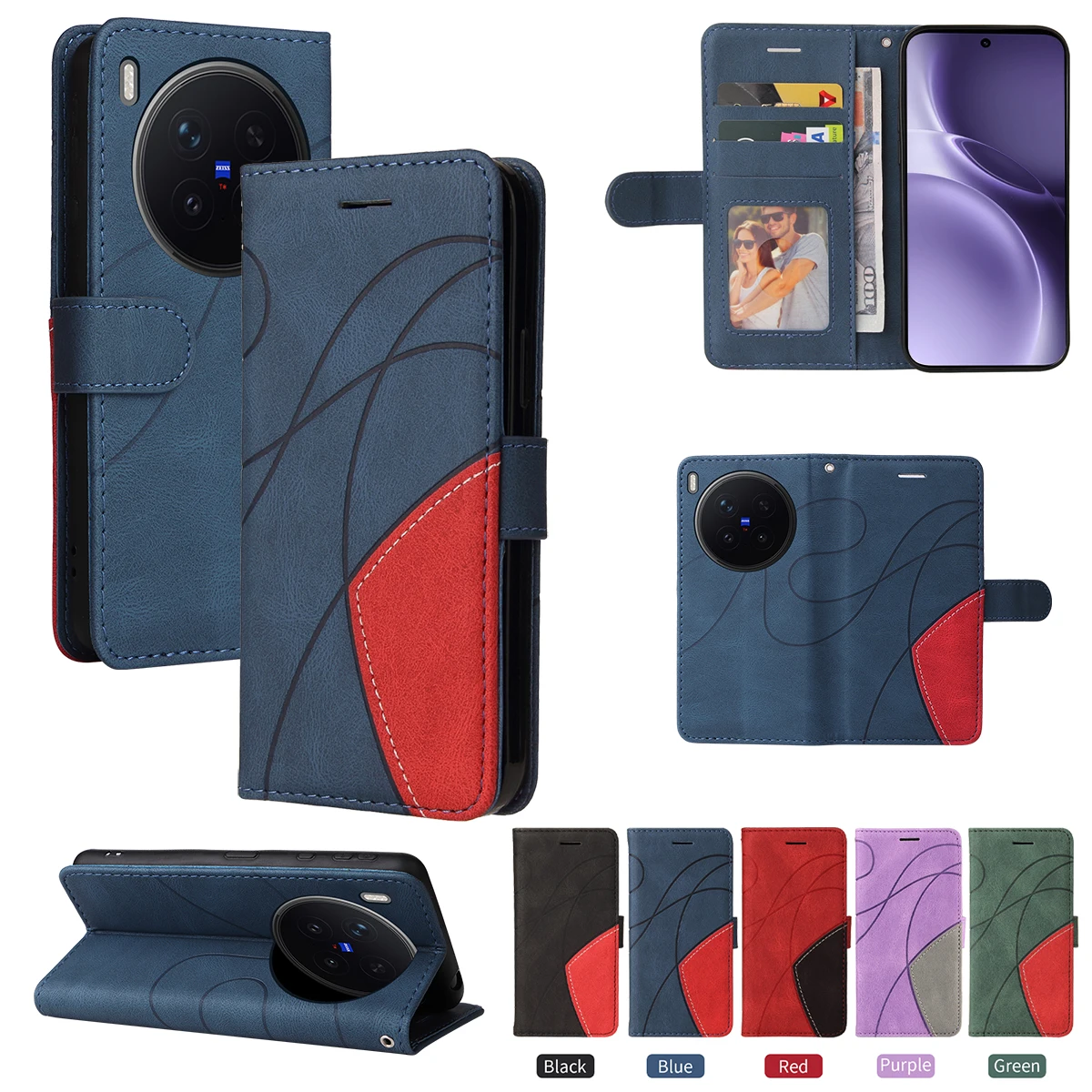 Luxury Leather Wallet Phone Case with Magnetic Flip Stand Cover Coque