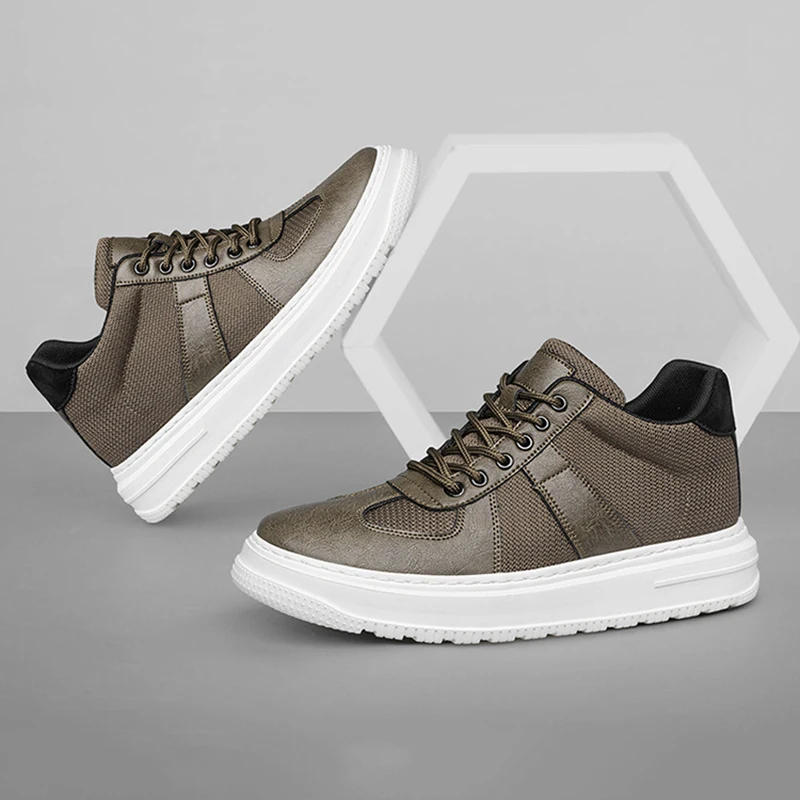 Spring New Men's Invisible Inner Heightening Hollow Shoes Small White Sneakers Korean style Trendy Versatile Casual Sports Shoes
