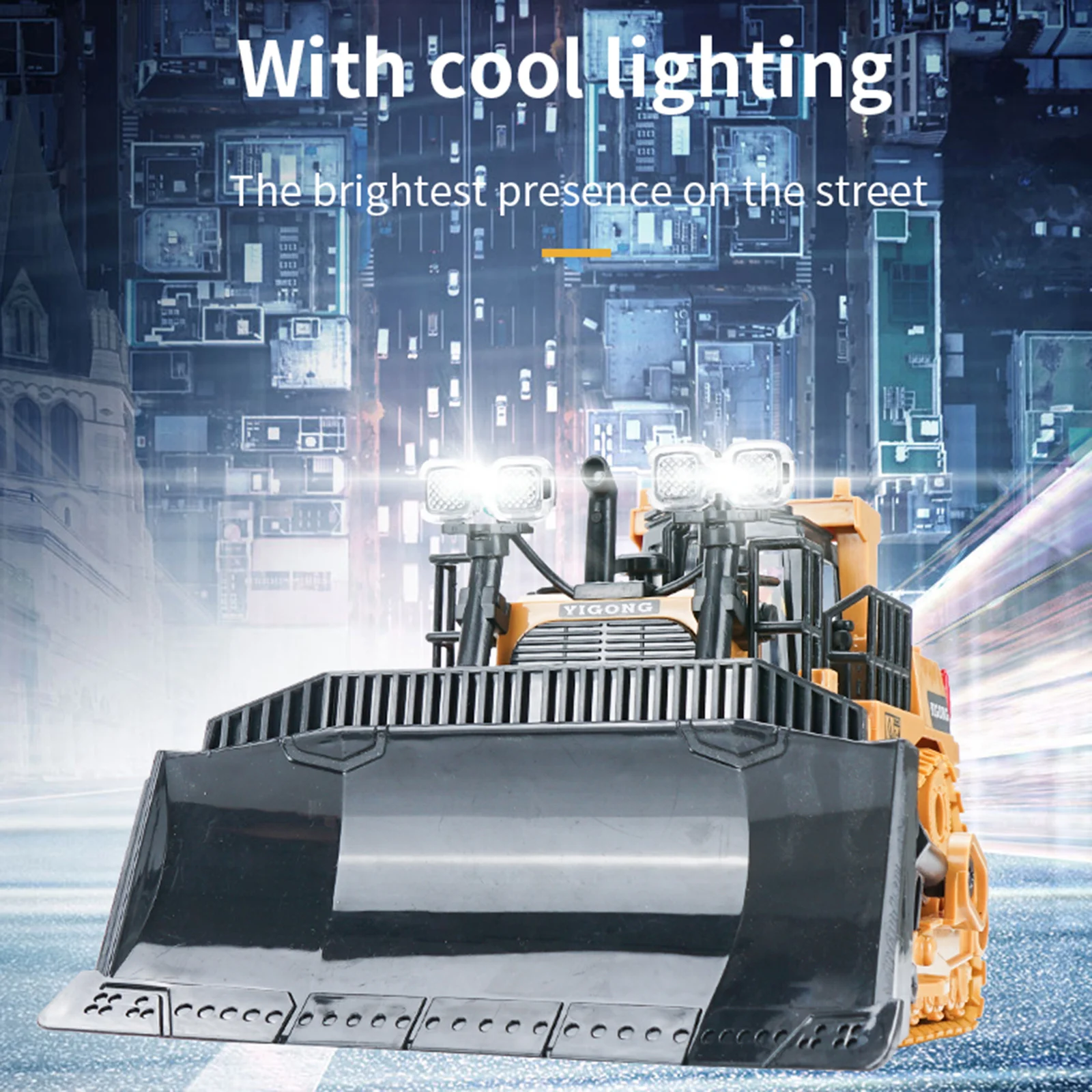 9 Channel 2.4G Radio Controlled Car 1/24 RC Crawler Heavy Bulldozer for Boy Gift USB Rechargeable for Children 2