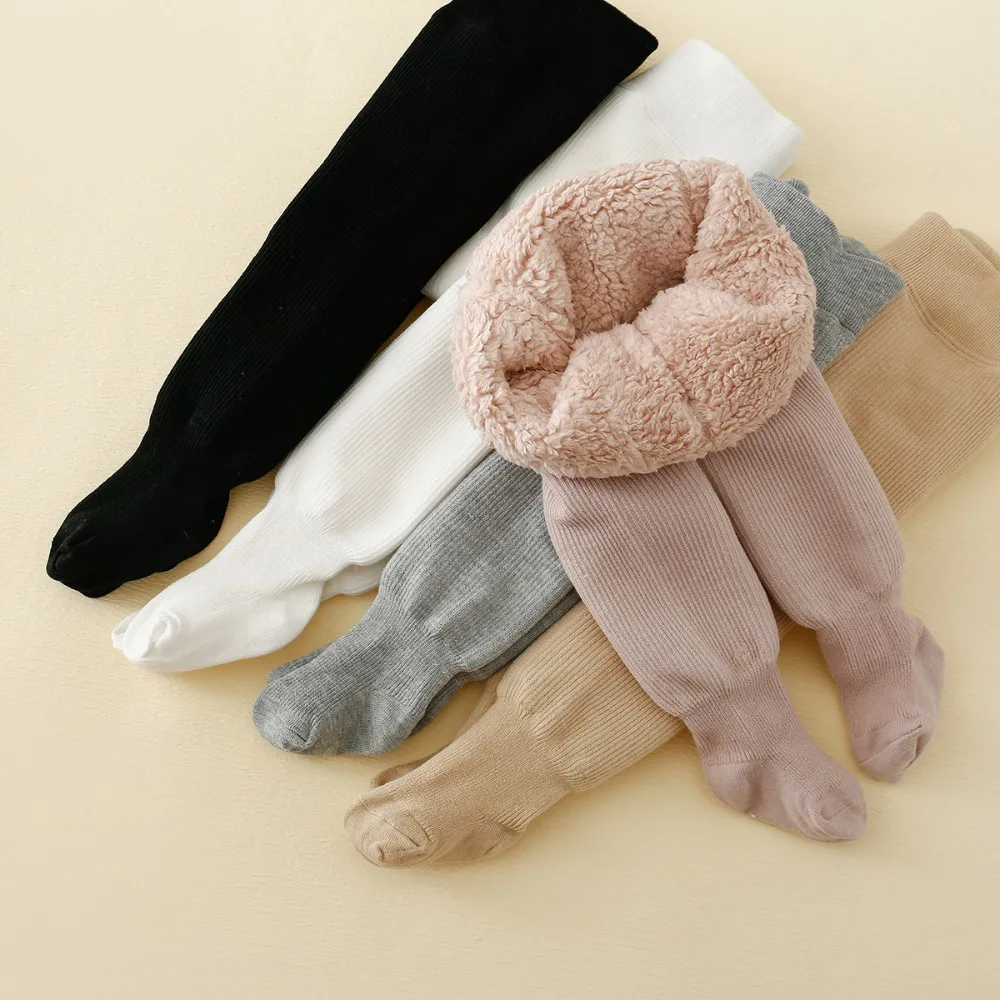 Kids Pantyhose Toddler Tights Kids Leggings Winter Infant Baby Girls Polar Fleece Lining Stripes Leggings Plus Thick Warmth Cotton Tights Toddler Kids Keep Warm Pantyhose