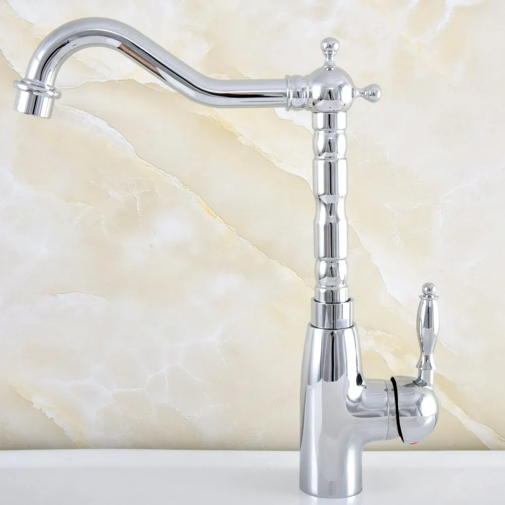 

Polished Chrome Brass Bathroom Kitchen Faucet 360 Swivel Basin Sink Mixer Tap Single Hole/Handle Tap Lsf829