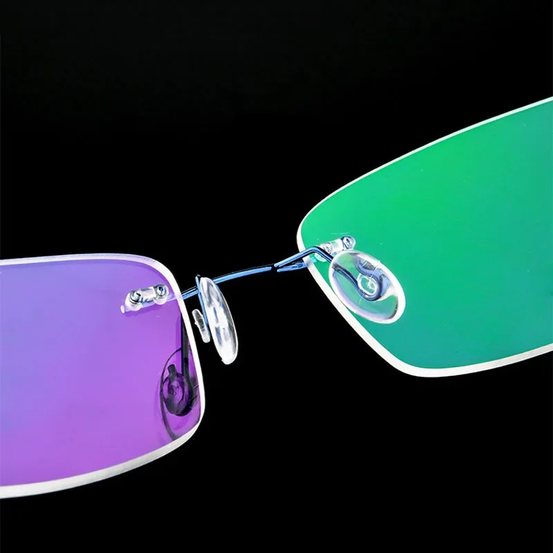 Ultralight Frameless Eyeglasses Titanium Alloy TR90 Glasses Frame Men Super Stretch Metal Temple Eyeglasses Frames