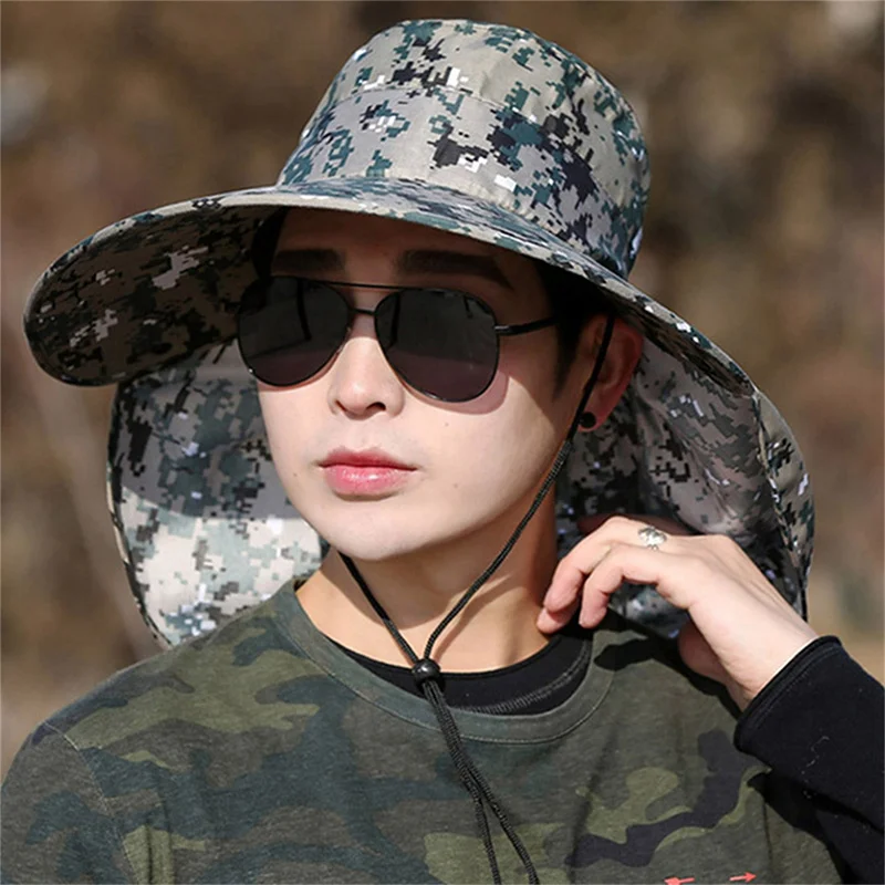 Men's wide brim bucket hat for outdoor sun protection safari hunting hiking fishing summer sun hats,sun hat,bucket hats,sunscreen hats,camping hats Sun Hat