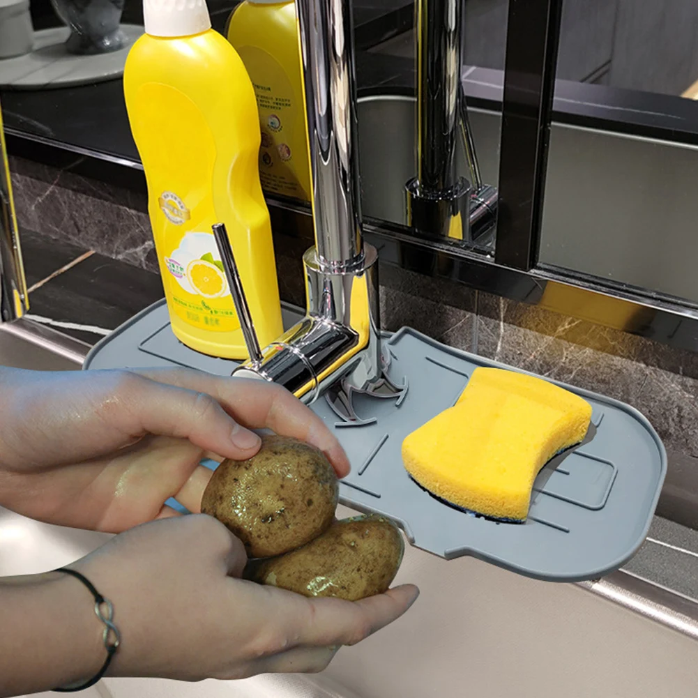 Kitchen Faucet Absorbent Mat Sink Splash Guard Silicone Faucet Splash Catcher Countertop Protector For Bathroom Kitchen Gadgets