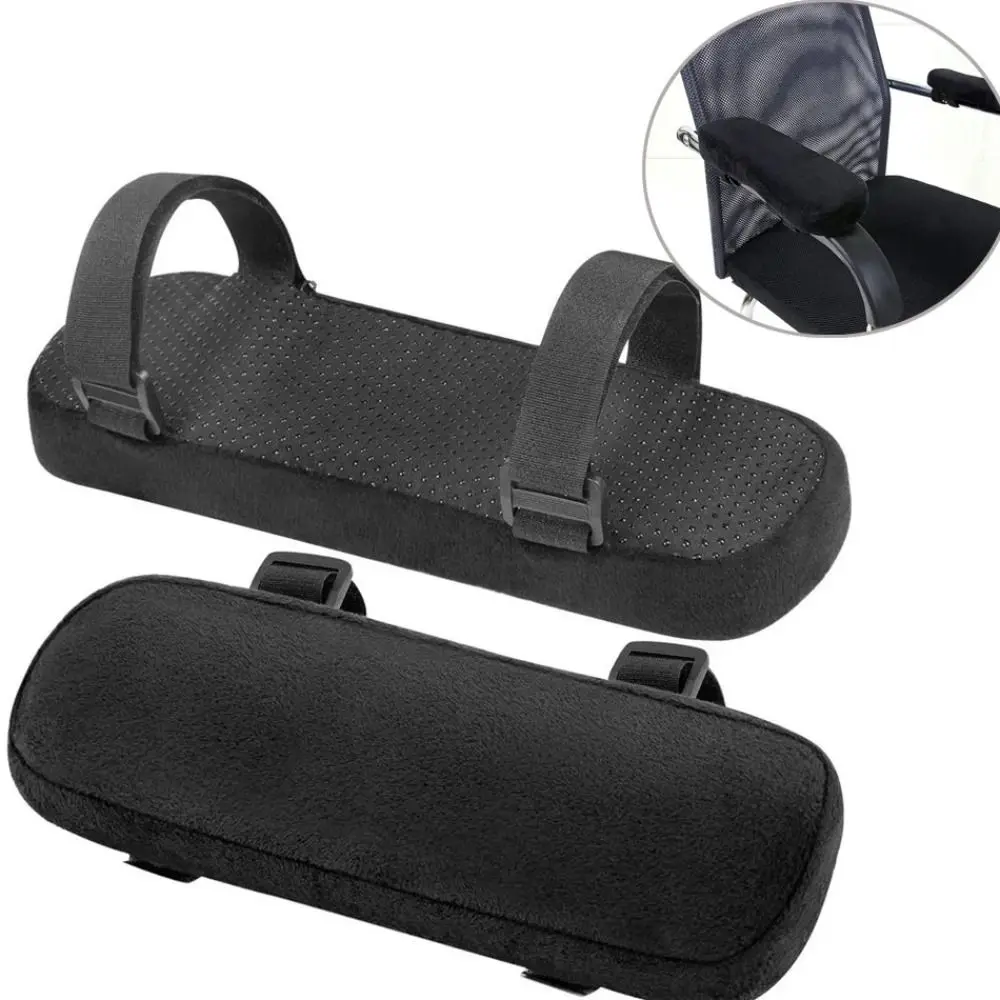 Memory Foam Chair Armrest Pads Fixed Buckle Black Arm Rest Cover Cushion Pad Forearm Pressure Relief Armrest Pads Cover