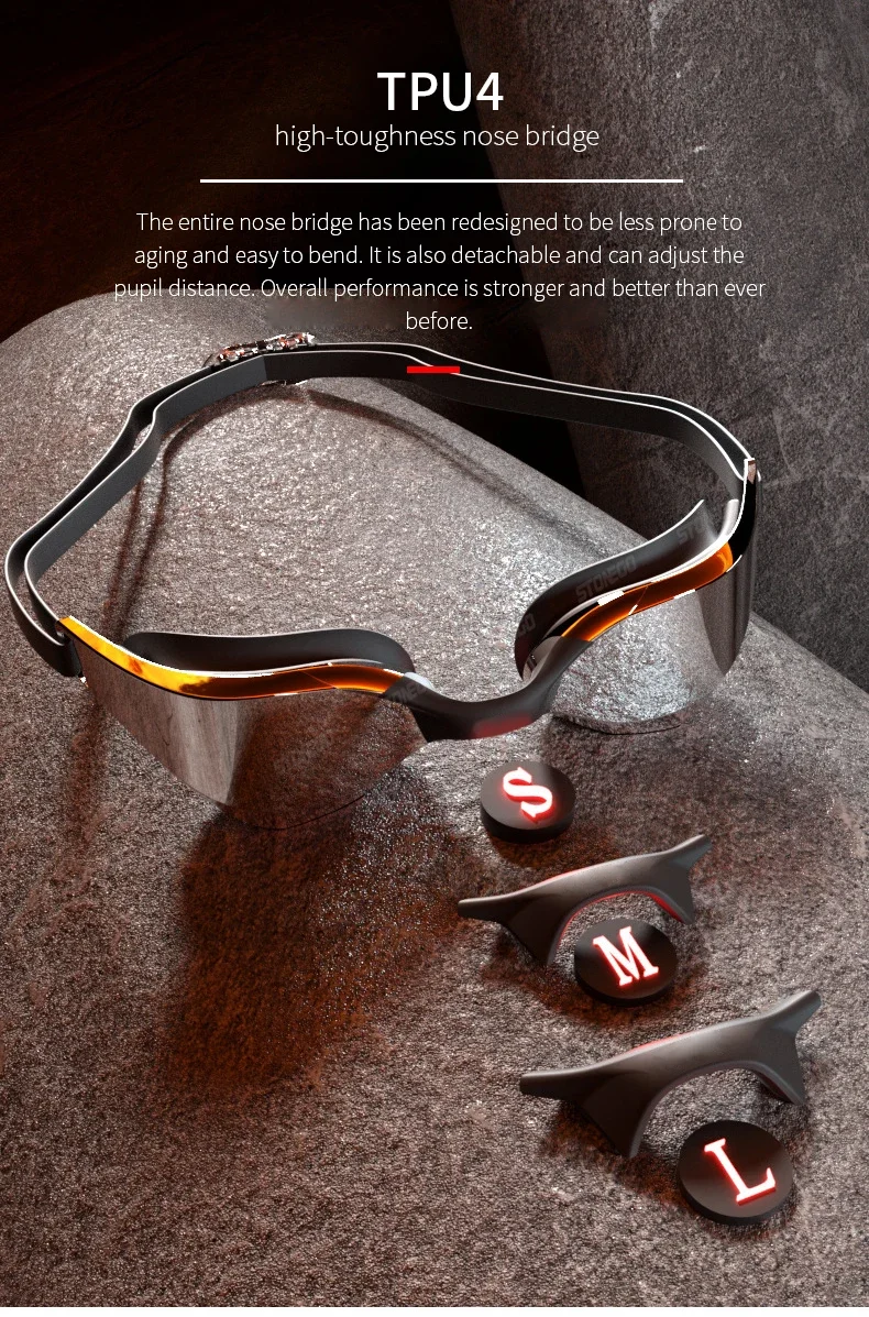 Professionelle Antibeschlag-Schwimmbrille mit HD-Weitwinkelobjektiv, bequeme Passform, verstellbare Nasensteg, stilvolles Design – Detail 5