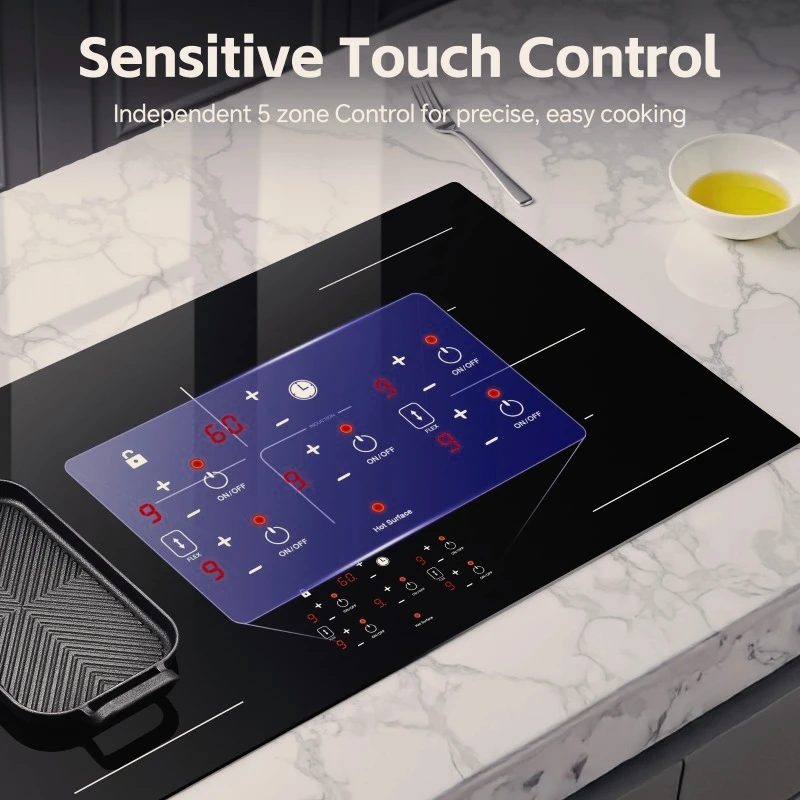 36 inch Electric Induction Cooktop 5 Burners, 10800W,Timer,Sensor Touch Control 4