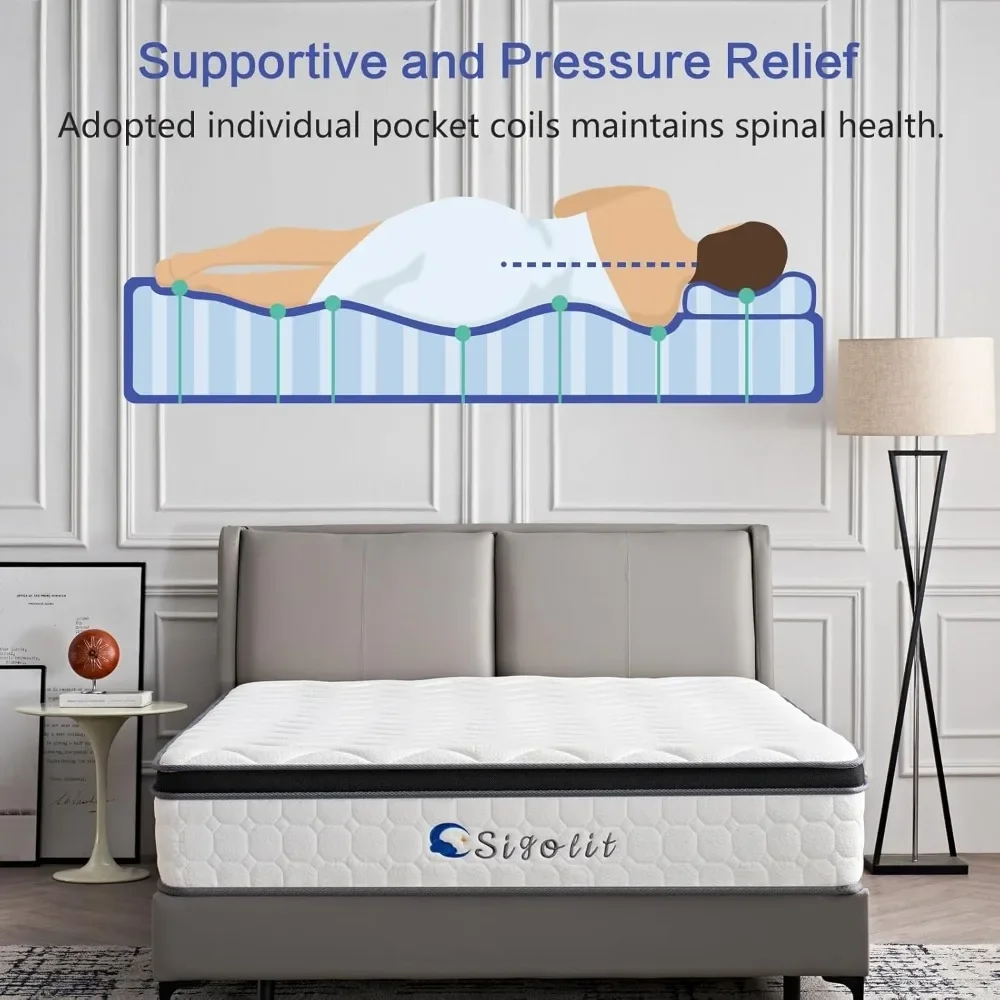 12 Inch Queen Size Hybrid Mattress - Medium Firm, Memory Foam & Pocket Springs, Motion Isolation, Edge Support, Pressure Relief 6