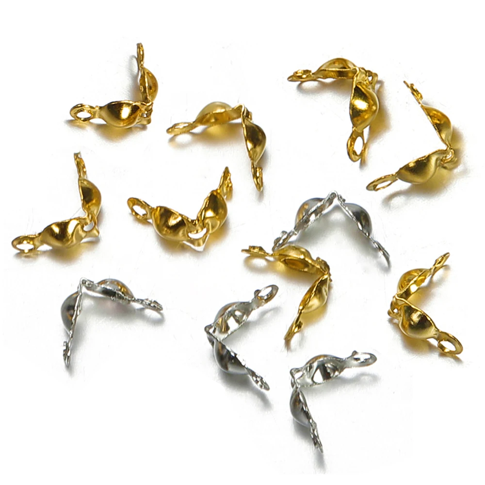 200 Uds. Conector de tapa de sujeción de engarzado de cuentas de extremo de 4x7mm para pulsera, collar, cadenas, Kit de fabricación de joyería DIY