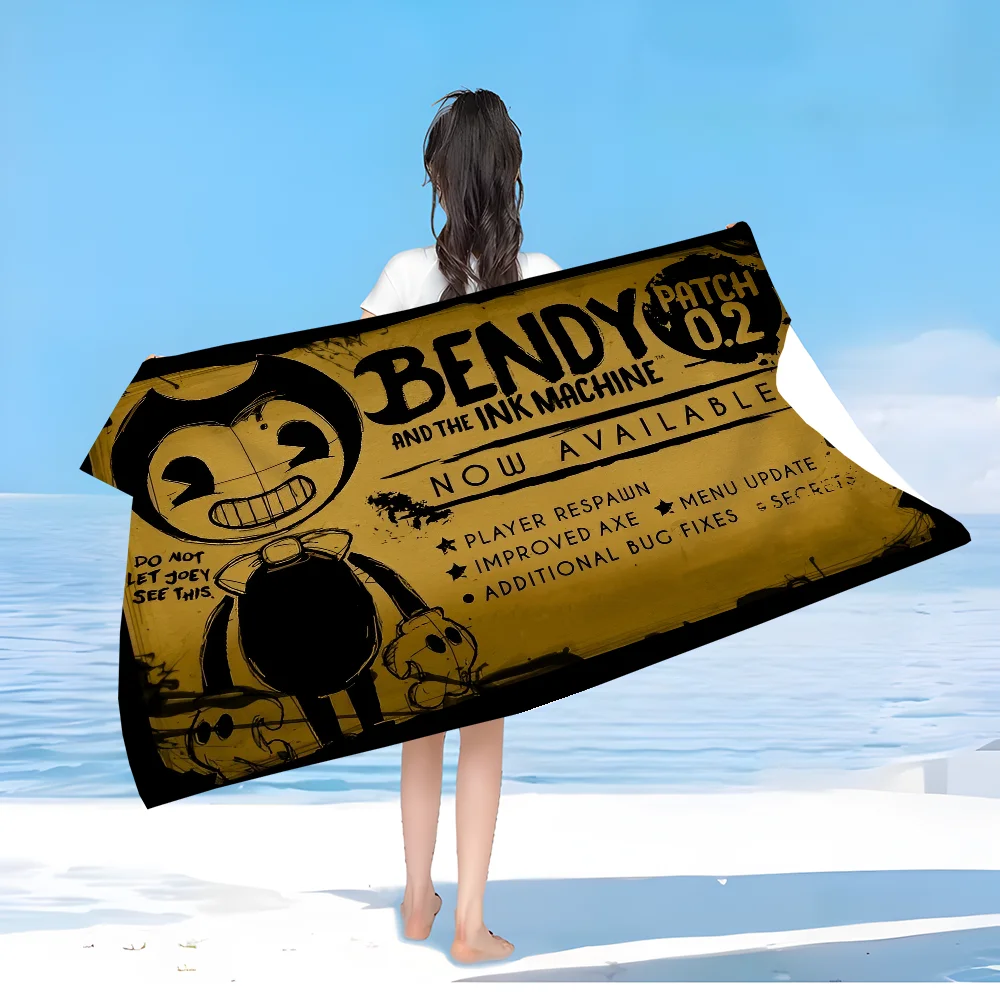 B-Bendy and the Ink M-Machine Anime Beach Swimming Towel Soft Absorbent Washcloth Children's Gifts for Kids Travel Camping Gym - Image 2