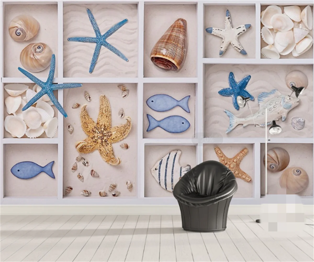 Creative 3D three-dimensional relief marine life background wall mural hotel tooling wallpaper custom 3D wall sticker mural