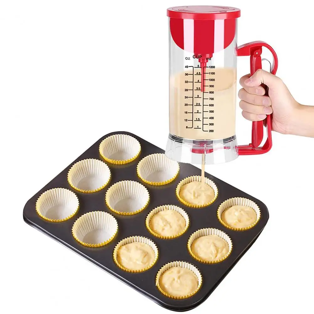 

1200ML Batter Dispenser with Measuring Label- Pastry Dough Dispensador Cupcake Waffle Muffin Mix Crepe Cake Batter Separator