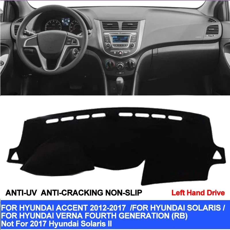 Car Dashboard Cover for Hyundai Accent Verna 2012 2013 2014 2015 Solaris Dash Mat Pad Carpet Anti UV Anti-Slip