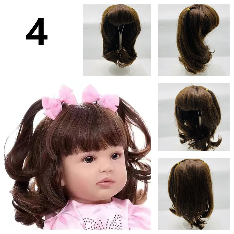 Fits Doll Head Circumference About 35cm/41cm Reborn Doll BJD Doll Hair Wig Short Brown Golden DIY Doll Hair Accessories