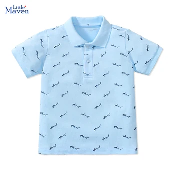 Little maven 2024 abbigliamento per bambini magliette estate Cartoon Sharks Polo shirts neonati maschi Casual abbigliamento per bambini cotone 1