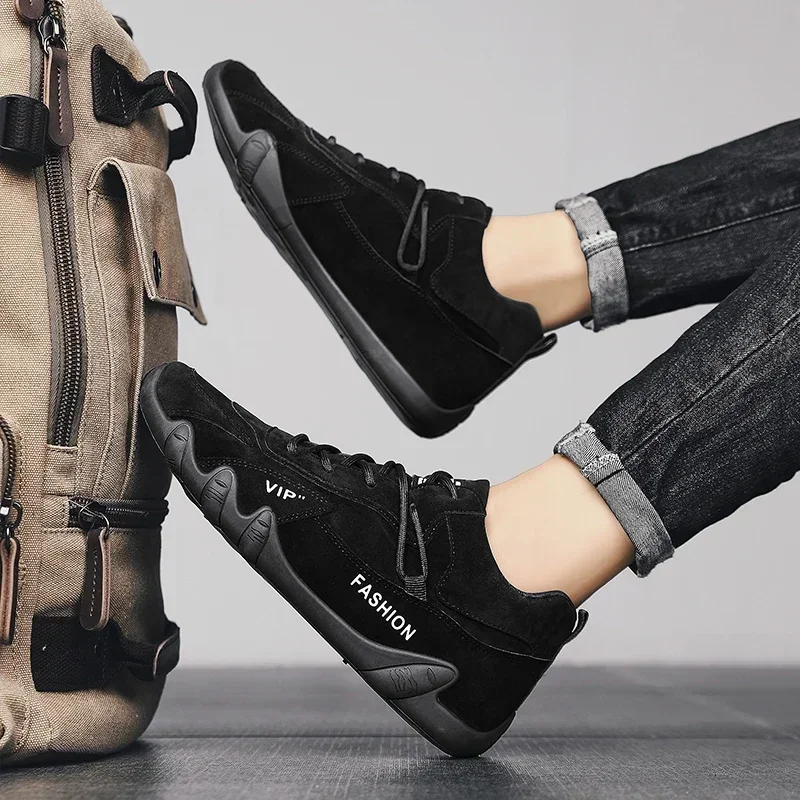 أحذية جلدية في الكاحل للرجال ، أحذية رياضية برقبة...