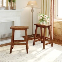 TOPMAX Farmhouse Rustic 2-piece Counter Height Wood Kitchen Dining Stools for Small Places, Walnut  1