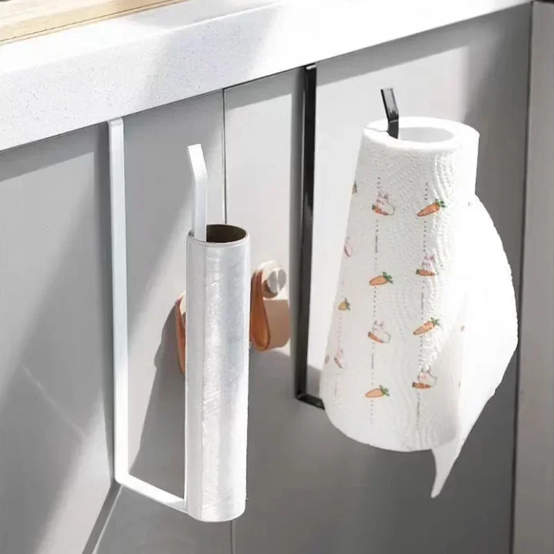 Creative Perforation-free Hanging Storage Rack Kitchen Paper Towel Rack Cabinet Paper Plastic Wrap Spread Layout