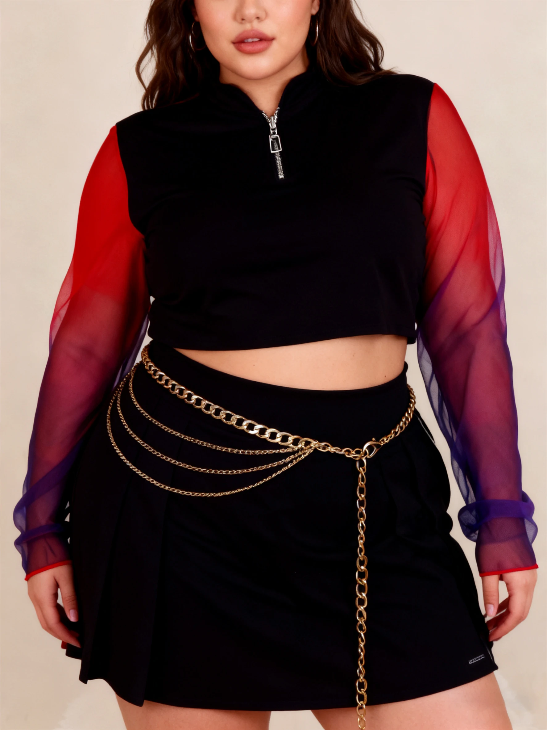 Mehrschichtige Taillenkette im Hip-Hop-Stil in Gold – E-Girl Clubbing-Körperkette, dekorativer Rock-Kettengürtel für Frauen – Detail 3