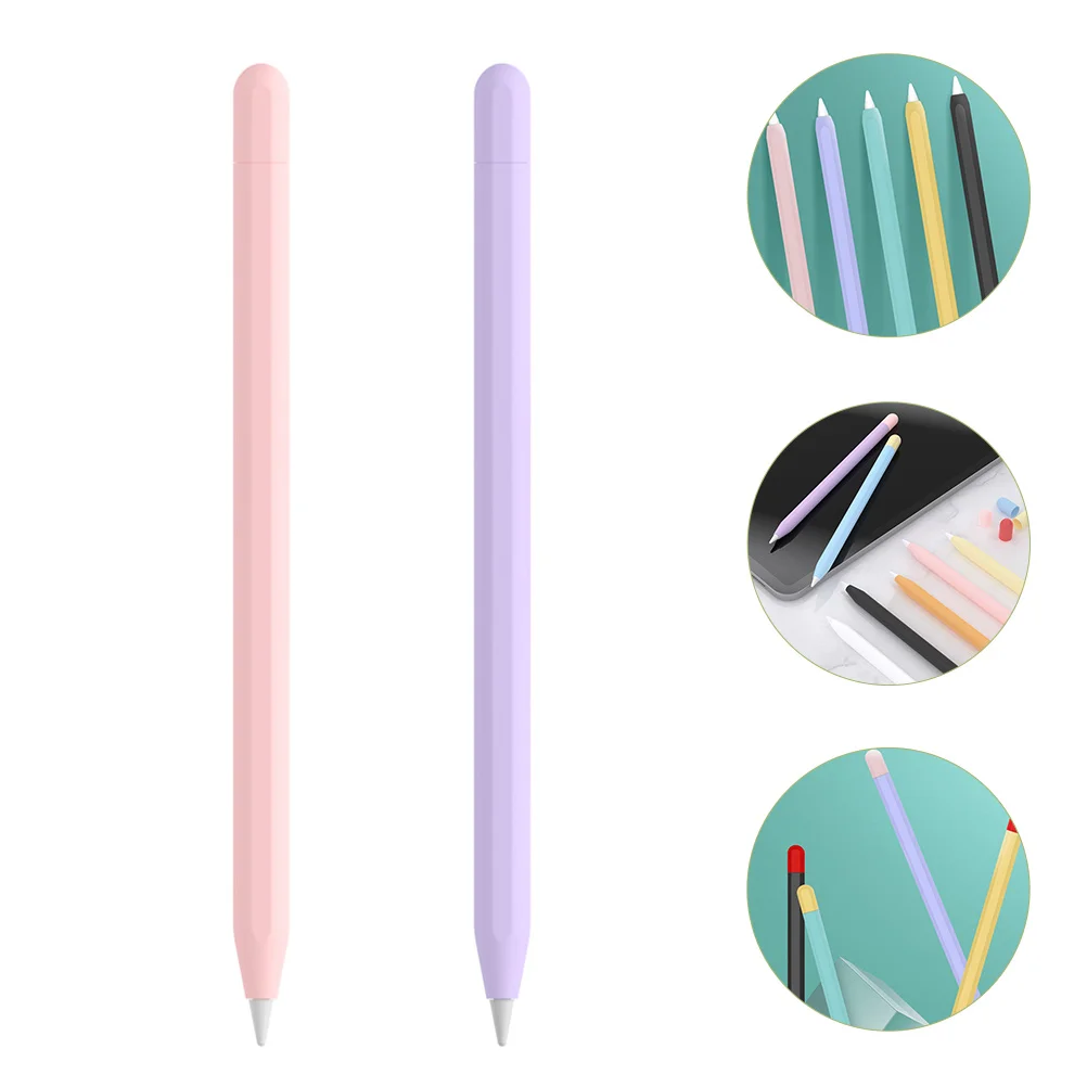 

2 Pcs Silicone Pen Case Pencil Sleeves Protector Lead Pencils Stylus Lid Cover Protective Decorative