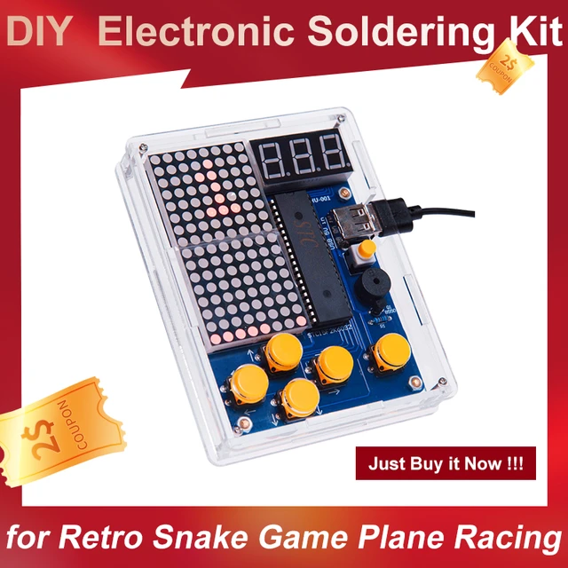 Eletrônico Fun Game Console Circuit Board, Microcontrolador Single Chip,  Snake Tetris, Kit De Solda - AliExpress