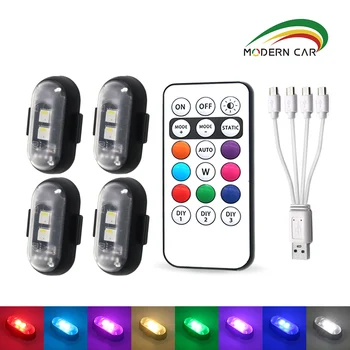 4/10x Car LED Light Multifunctional Car LED Warning Light, Rechargeable Wireless Car Light with Remote Control, Decorative Light 1