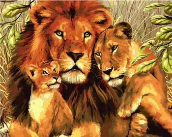 Lion family paint by numbers kit Lion family paint by numbers kit