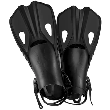 Adjustable Short Snorkel Fins – Open Heel Silicone Swim Flippers for Adults & Youth 1