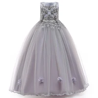 Robes de soirée formelles en dentelle pour filles, robe de demoiselle d'honneur pour enfants, robe de Rhen tulle, fête d'anniversaire et de mariage 4