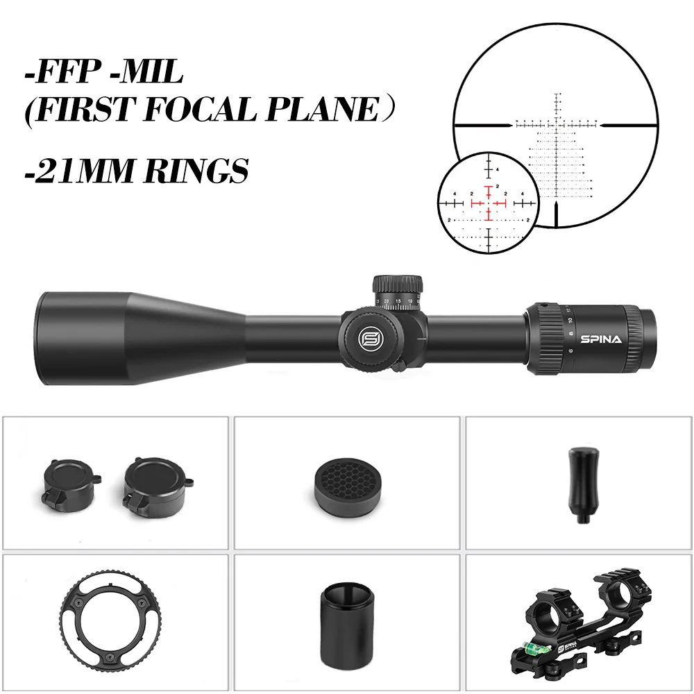 SPINA OPTICS 6-24X50 FFP Primer Plano de Enfoque telescópico Rifle