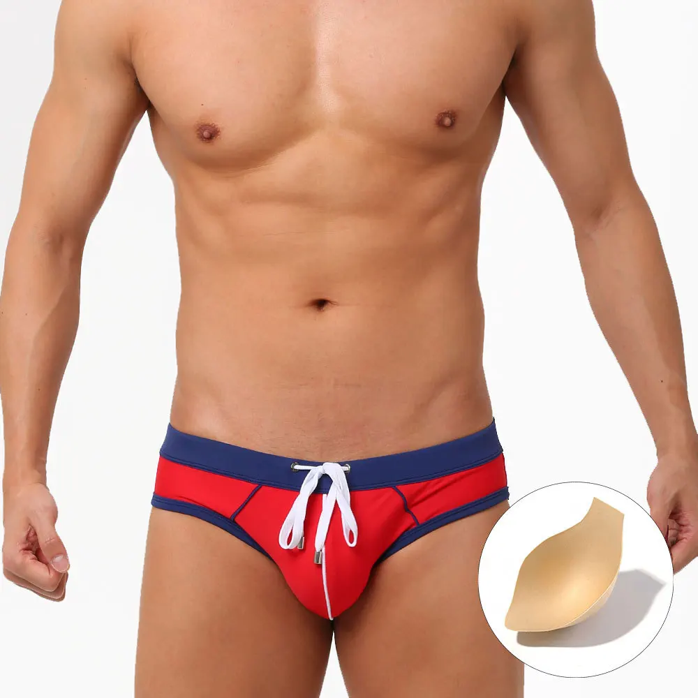 

Mens Swimwear With Push Up Briefs Blue Trunks Boxer Sexy Men Breathable Swim Suit Speed Matching Beach Shorts sunga