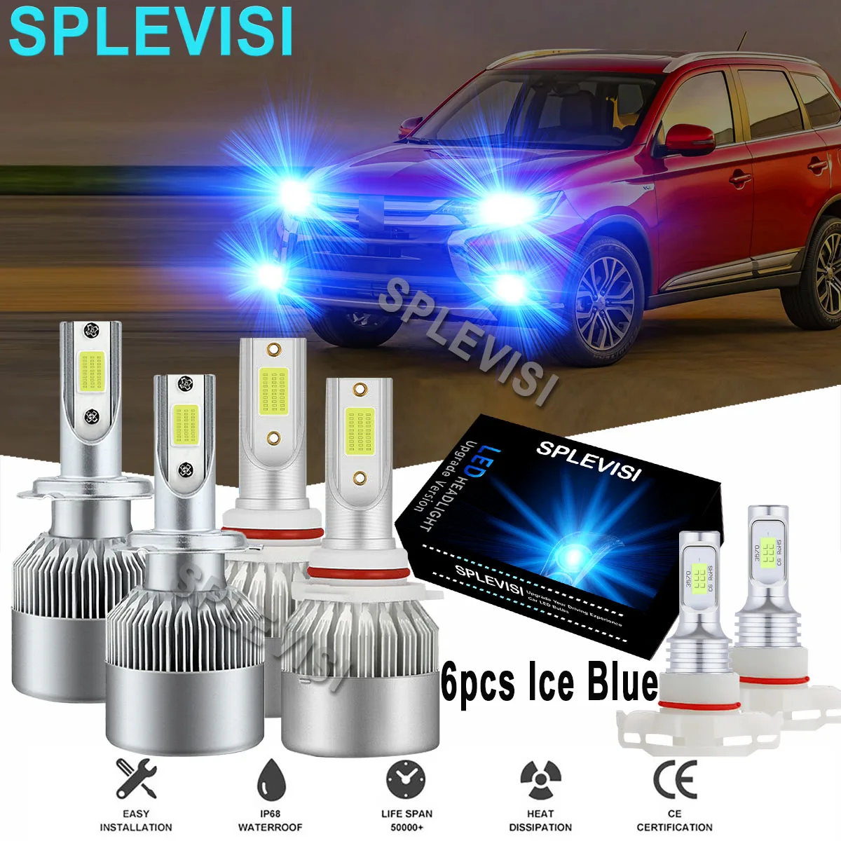 

LED Ice Blue Car led light High Low Beam H16 Fog Light Bulbs Fit For Mitsubishi Outlander 2014 2015 2016 2017 2018
