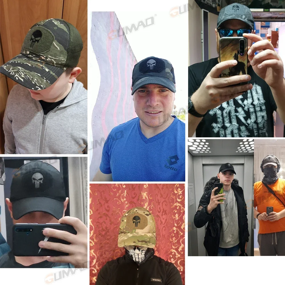 Skull Tactical Airsoft Cap Adjustable Breathable Sun Visor Trucker Hat Mesh Hunting Hiking Baseball Skeleton Snapback Sports baseball cap tactical hat