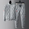 Mens Y2k Suit Autumn Winter Thick Warm Cold-Proof Suit Windproof Fashion Brand High Collar Cotton Coat Trousers Two-Piece Suit 1