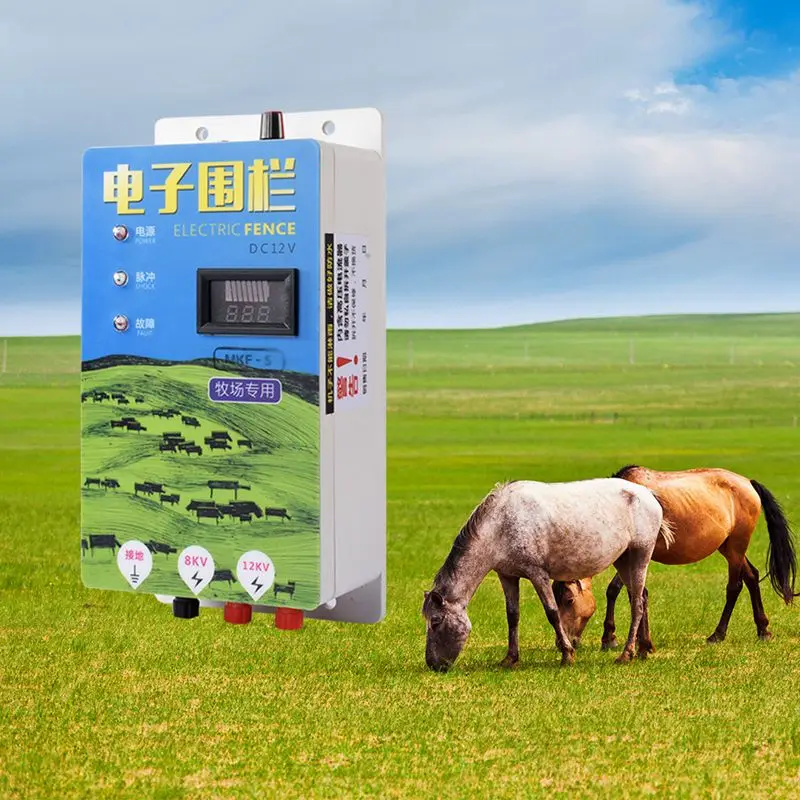5KM/10KM Electric Shepherd Solar Energizer Charger Controller Animal Horse Cattle Poultry Farm Shepherd Alarm Livestock Tools
