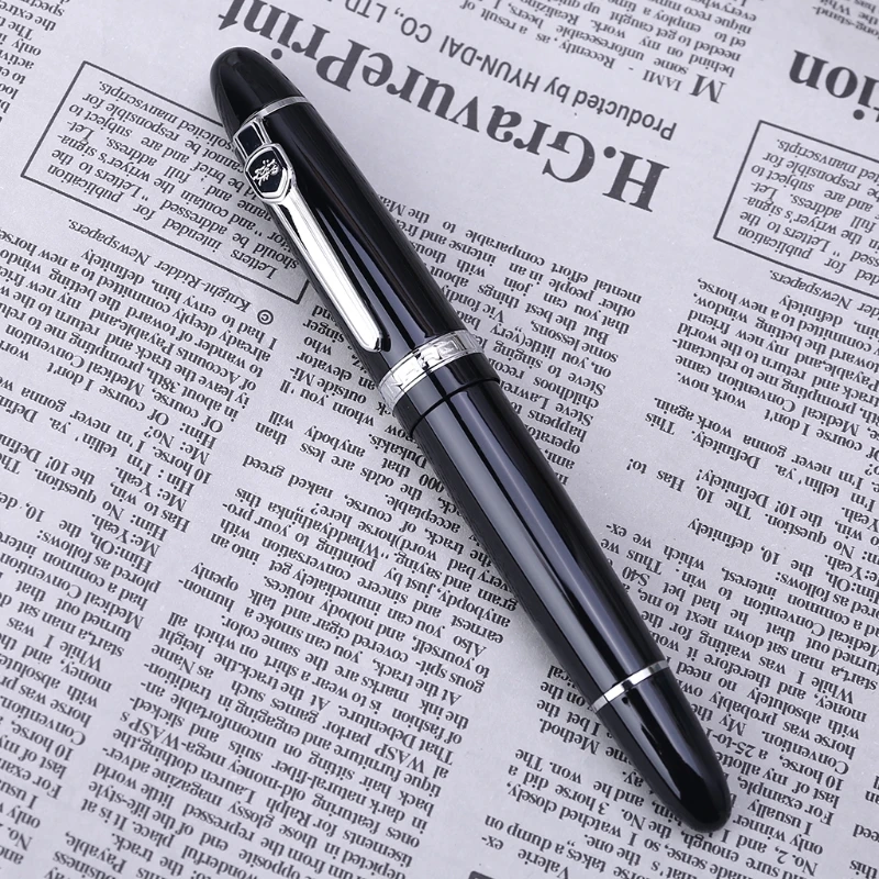 New Jinhao 159 검정색과 은색 M 펜촉 만년필 두꺼운